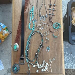 Turquoise and Silver Necklace Set